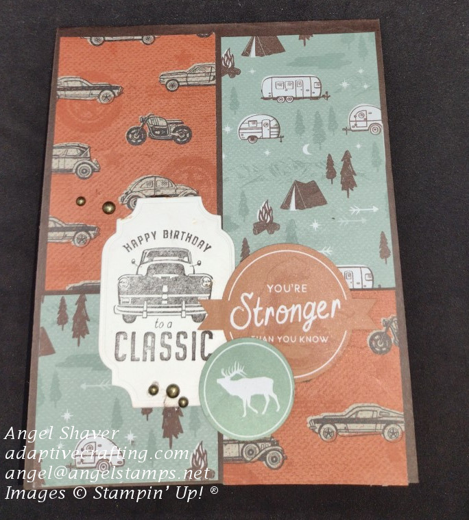 #stampinup #handmadecard #crafts #adaptivecrafting #angelshaver #handmade #rubberstamping #papercrafting #augusta #kansas #cardmaking #postoftheday #creative  #happybirthday #classiccars #camping #strong