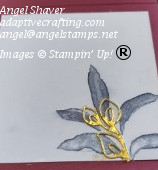 Inside of card featuring Navy plant and gold foil die cut 