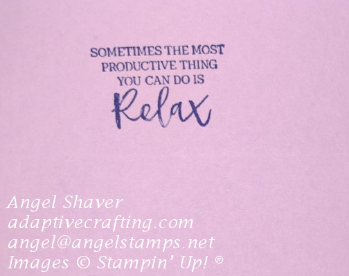 Inside of card say, "Sometimes the most productive thing you can do is relax."