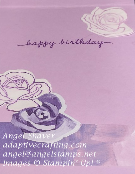 #stampinup #handmadecard #crafts 
#adaptivecrafting #angelshaver #handmade #rubberstamping #papercrafting #augusta #kansas #cardmaking #postoftheday #creative #purple #flowers #happybirthday #birthday card
#monochrome
#shadesofpurple