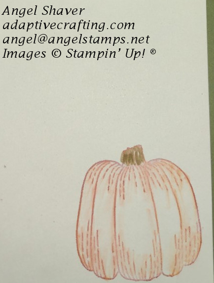 Inside of card with stamped pumpkin.