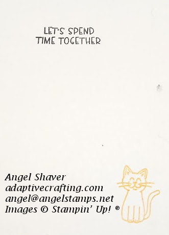 Inside of card with orange cat.  Says, "Let's spend time together."